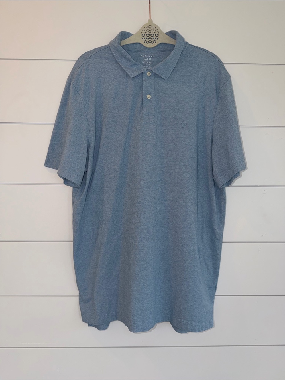 AMERICAN EAGLE Super Soft Polo Shirt Mens XLT Blue Tall Heather Casual Basic